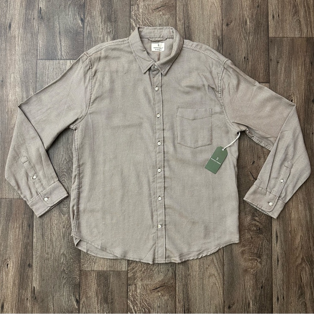 Mutual Weave 100% cotton Button Up Long Sleeve Shirt Mens Size XL Beige
